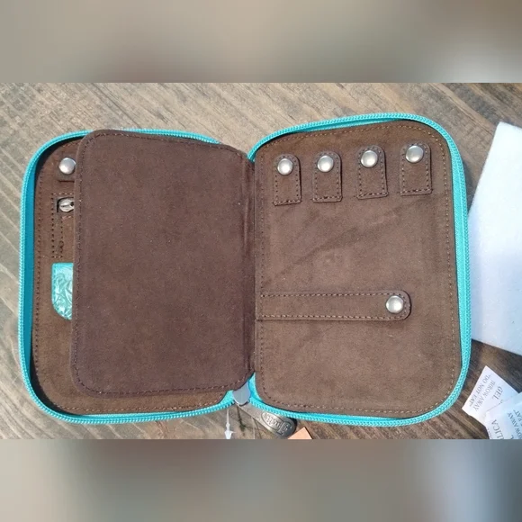 Justin Boots Teal Leather Jewelry Organizer - Picture 7 of 7